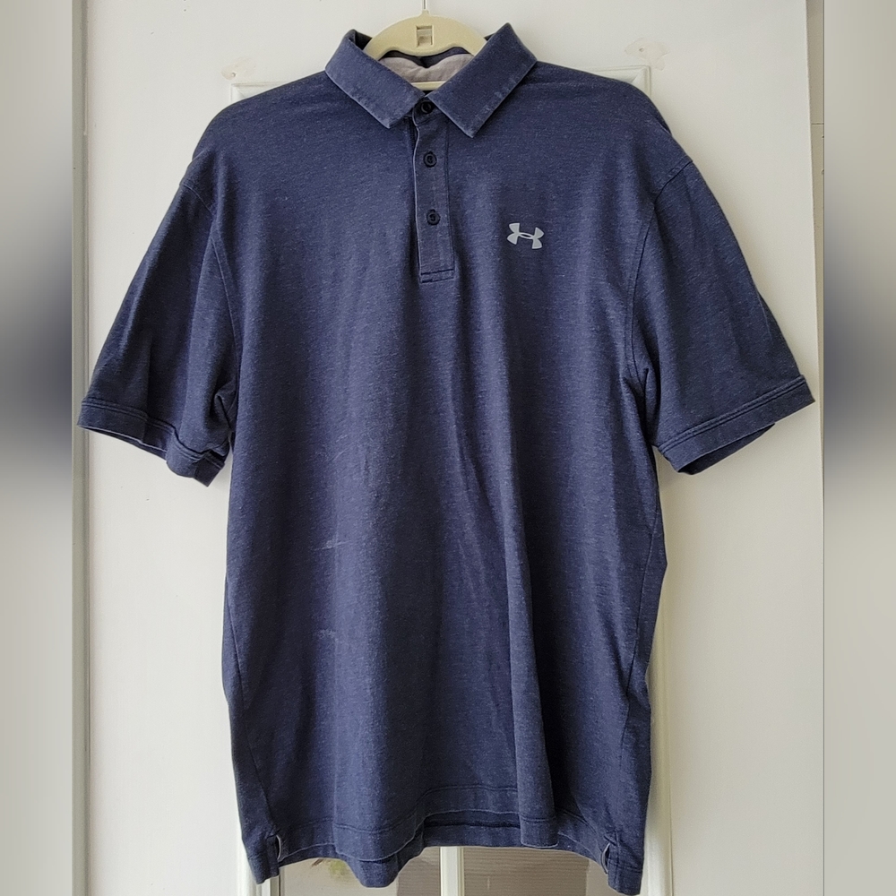 Men's Under Armour large blue loose fit heat gear polo